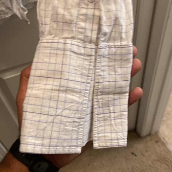 White and blue windowpane dress shirt (French Cuff) - Picture 2 of 4